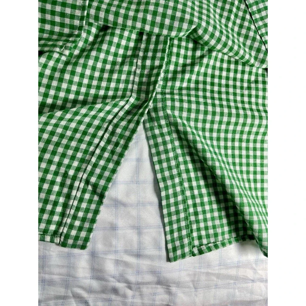 Vintage-Style Green Gingham Crochet Lace Collar House Dress - Size L/XL - Picture 14 of 16